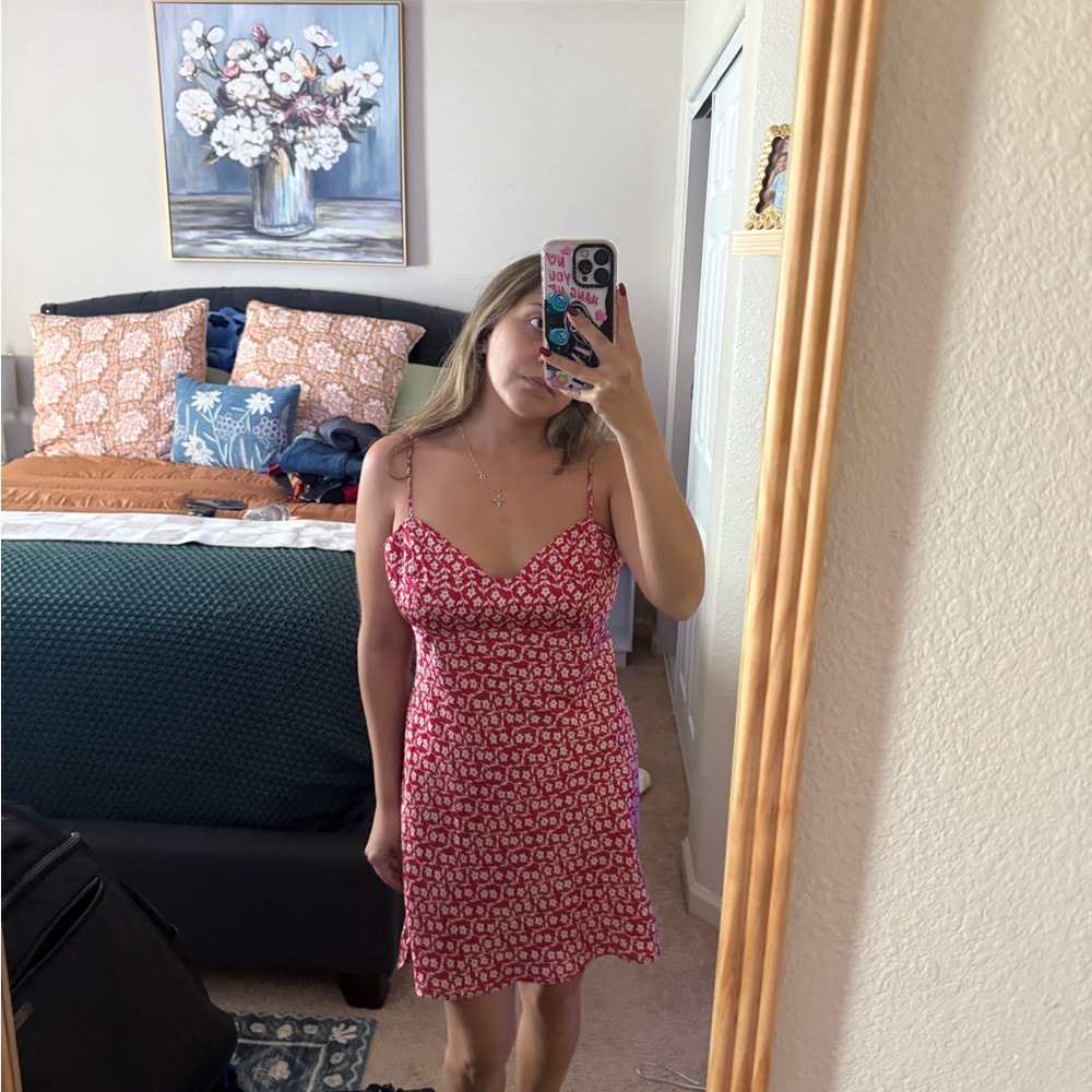 Intimately Free People Red and White Floral Dress